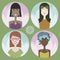 Set of four cartoon avatars - girls 01