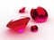 Set of four charming round rubies