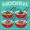 Set of four Chinese noodles Ramen or Udon