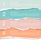 Set of four color infographics of torn paper with numbers and te