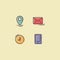 Set of four colored outline contact icons