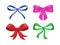 Set of four colorful decorative cartoon bows isolated on
