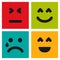 Set of four colorful emoticons with emoji faces