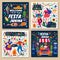 Set of four colorful Festa Junina poster designs