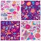 Set of four colorful floral vector pattern.Copy each square to t