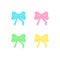 Set of four colorful ribbon bows