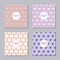 Set of four creative covers with abstract geometric pattern of hexagons.