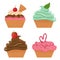 Set of four cupcakes