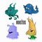 Set of four cute and colorful cartoon monster