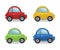 Set of four cute toy multicoloured cars