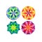 Set of four different colored mandalas