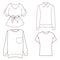 Set of four different tops Flat fashion Sketch template