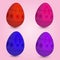 Set of four easter eggs