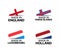 Set of four English, Faroe Islands, Luxembourgish and Dutch stickers. Made in England, Made in Faroe Islands, Made in Luxembourg