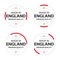 Set of four English icons, English title Made in England, premium quality stickers and symbols, internation labels with stars