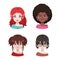 Set of four fashionable diverse women avatars