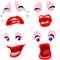 Set of four female emoticons emotions with makeup
