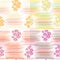 Set of four floral seamless patterns with horizontal watercolor stripes