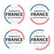 Set of four French icons, French title Made in France, premium quality stickers and symbols with stars