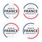 Set of four French icons, Made in France, premium quality stickers and symbols with stars