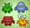 Set of four funny monsters variation 1