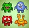 Set of four funny monsters variation 2