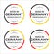 Set of four German icons, English title Made in Germany, premium quality stickers and symbols