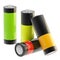 Set of four glossy batteries charging isolated