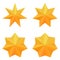 Set of four golden seven point stars.