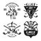 Set of four golf vector monochrome emblems