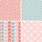 Set of four gray pink geometric patterns and