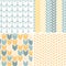 Set of four gray yellow chevron patterns and