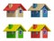 Set of four houses with color changes