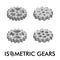 Set of four isometric gears isolated on a white background. Isometric vector illustration.