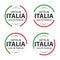 Set of four Italian icons, Italian title Made in Italy, premium quality stickers and symbols