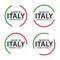 Set of four Italian icons, Made in Italy, premium quality stickers and symbols