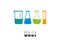 Set of four laboratory flask icons. Various shape lab glass bottle, test tube symbol.