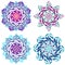 Set of four mandalas bright, stylish illustration