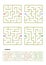 Set of four maze game templates with answers