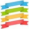 Set of four multicolor ribbons and banners for web design.