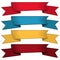 Set of four multicolor ribbons and banners for web design