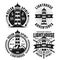 Set of four nautical monochrome emblems or badges