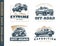 Set of four off-road suv car monochrome labels