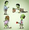 Set of four office zombie