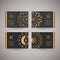 Set of four ornamental gold cards with flower oriental mandala