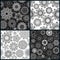 Set of four ornate floral seamless texture