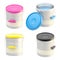 Set of four paint buckets isolated