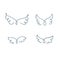 Set of four pairs of wings drawn by vector free line.