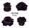 Set of four paper black roses