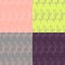 Set of four patterns with contour branches. Gray, yellow, pink and gray background